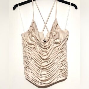 NWT Express Body Contour Ruched Tank Cream Large